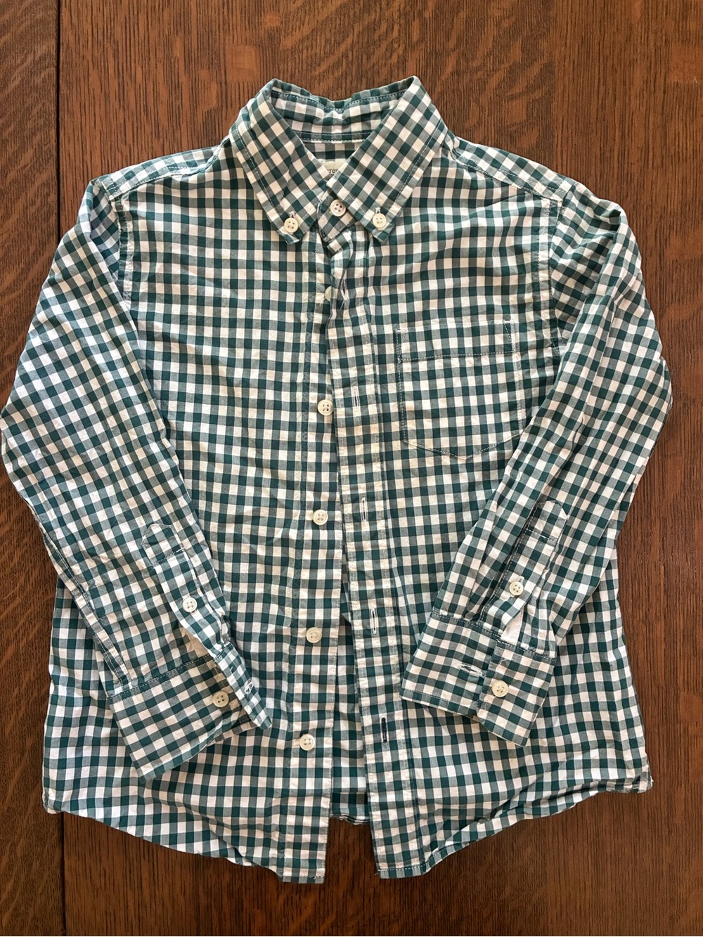 Crewcuts Green and White Gingham Button-Down Shirt